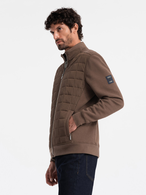 Ombre Clothing Pánska ľahká bunda na zips s prešívanou prednou časťou Ombre Clothing V3 OM-JANP-0193