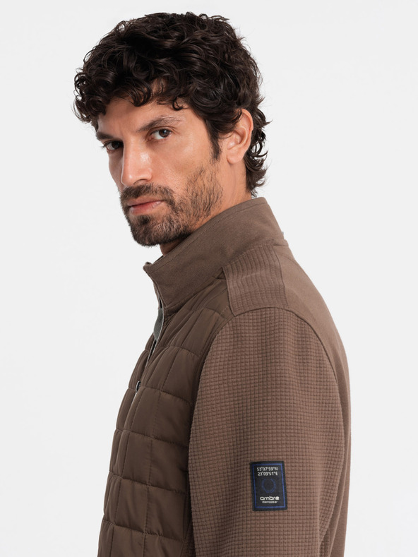 Ombre Clothing Pánska ľahká bunda na zips s prešívanou prednou časťou Ombre Clothing V3 OM-JANP-0193