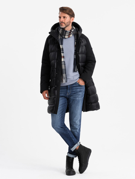 Ombre Clothing Pánska prešívaná dlhá bunda s veľkými vreckami Ombre Oblečenie