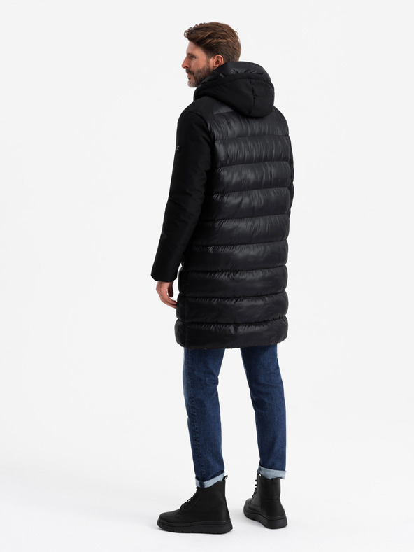 Ombre Clothing Pánska prešívaná dlhá bunda s veľkými vreckami Ombre Oblečenie