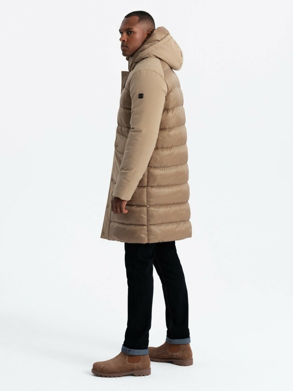 Ombre Clothing Pánska prešívaná dlhá bunda s veľkými vreckami Ombre Oblečenie