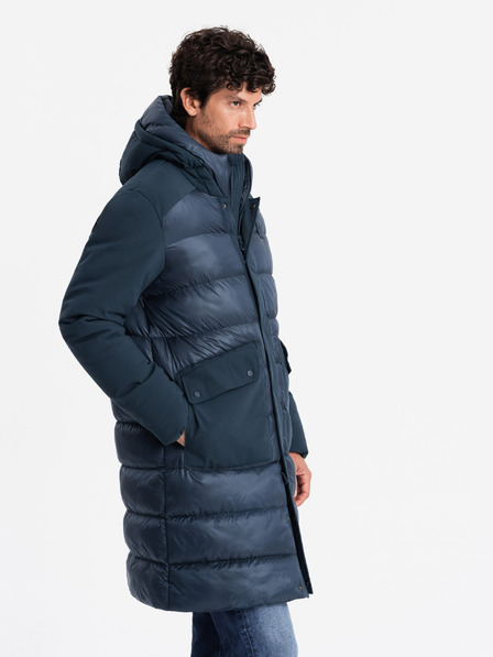Ombre Clothing Pánska prešívaná dlhá bunda s veľkými vreckami Ombre Oblečenie