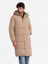 Ombre Clothing Pánska prešívaná dlhá bunda parka s odnímateľnou kapucňou Ombre Oblečenie