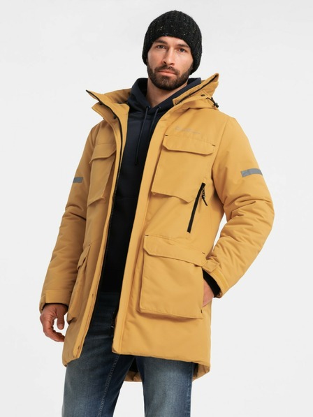 Ombre Clothing Pánska zateplená dlhá bunda Ombre Oblečenie