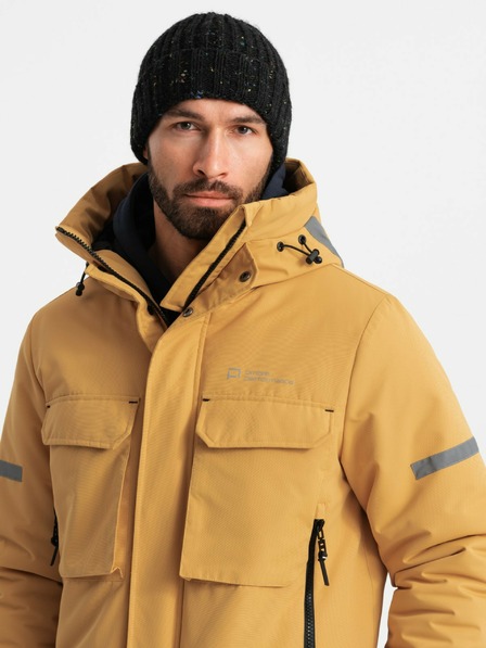 Ombre Clothing Pánska zateplená dlhá bunda Ombre Oblečenie