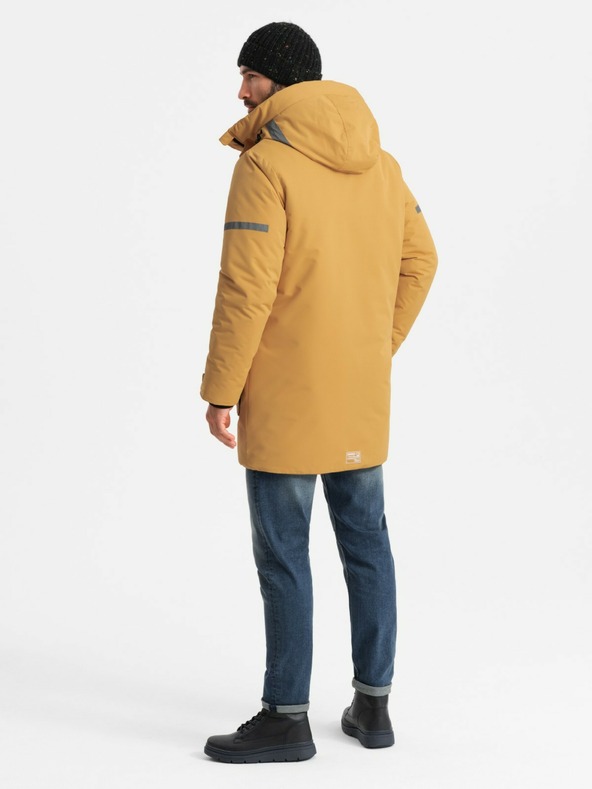 Ombre Clothing Pánska zateplená dlhá bunda Ombre Oblečenie