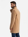 Ombre Clothing Pánsky kabát s asymetrickým zapínaním a vysokým golierom svetlohnedý Ombre Clothing