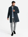 Ombre Clothing Pánsky asymetrický zapínaný kabát s vysokým golierom tmavomodrý Ombre Oblečenie