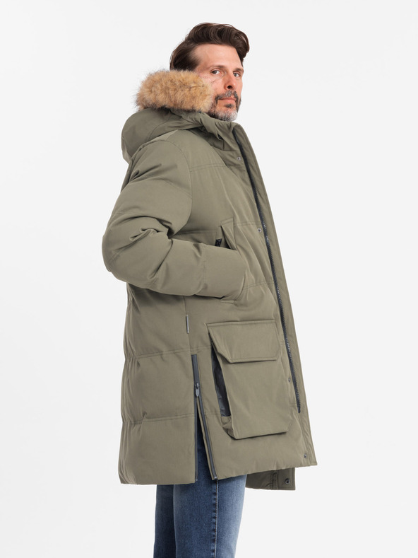 Ombre Clothing Pánska dlhá bunda parka Ombre Clothing