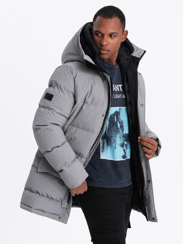 Ombre Clothing Pánska outdoorová dlhá bunda parka Ombre Clothing