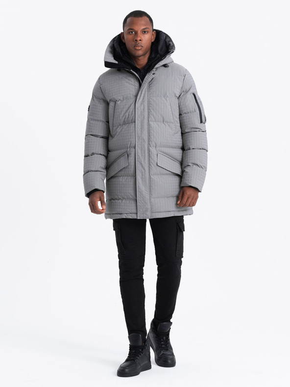 Ombre Clothing Pánska outdoorová dlhá bunda parka Ombre Clothing