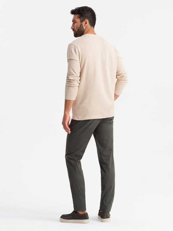 Ombre Clothing Pánske chino nohavice REGULAR FIT khaki Oblečenie Ombre