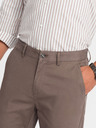 Ombre Clothing Pánske chino nohavice REGULAR FIT hnedé Oblečenie Ombre