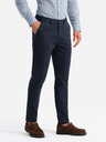 Ombre Clothing Pánske pevné chino nohavice REGULAR FIT tmavomodré Ombre Oblečenie