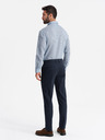 Ombre Clothing Pánske pevné chino nohavice REGULAR FIT tmavomodré Ombre Oblečenie