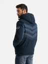 Ombre Clothing Pánska prešívaná kombinovaná bunda s vysokým golierom Tmavomodrá Oblečenie Ombre