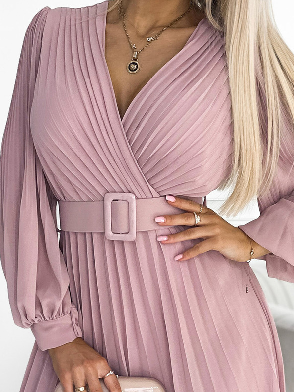 numoco Šaty na ramienka so srdiečkovým výstrihom - púdrovo ružové Numoco KLARA