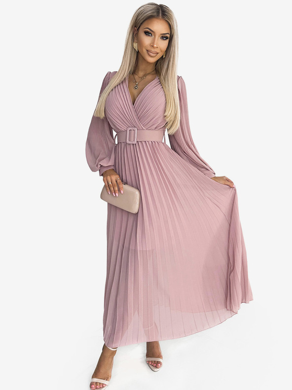 numoco Šaty na ramienka so srdiečkovým výstrihom - púdrovo ružové Numoco KLARA