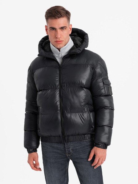 Ombre Clothing Pánska teplá bunda s rebrovanými lemami Ombre Clothing