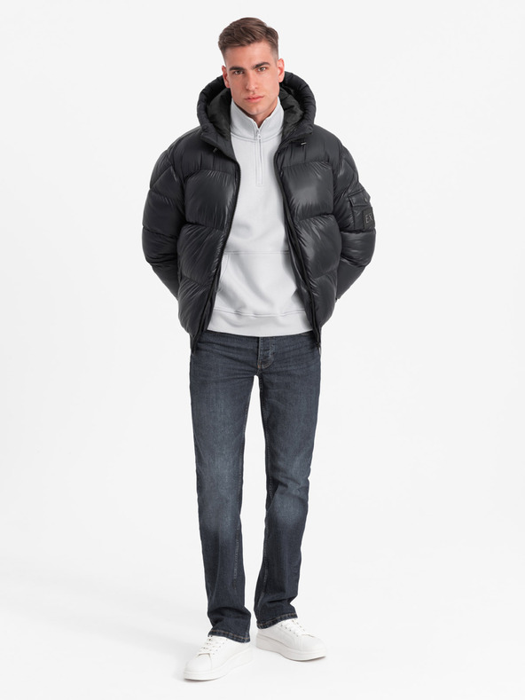 Ombre Clothing Pánska teplá bunda s rebrovanými lemami Ombre Clothing