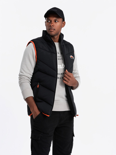 Ombre Clothing Pánska prešívaná vesta s neónovými akcentmi Ombre Oblečenie