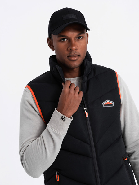 Ombre Clothing Pánska prešívaná vesta s neónovými akcentmi Ombre Oblečenie