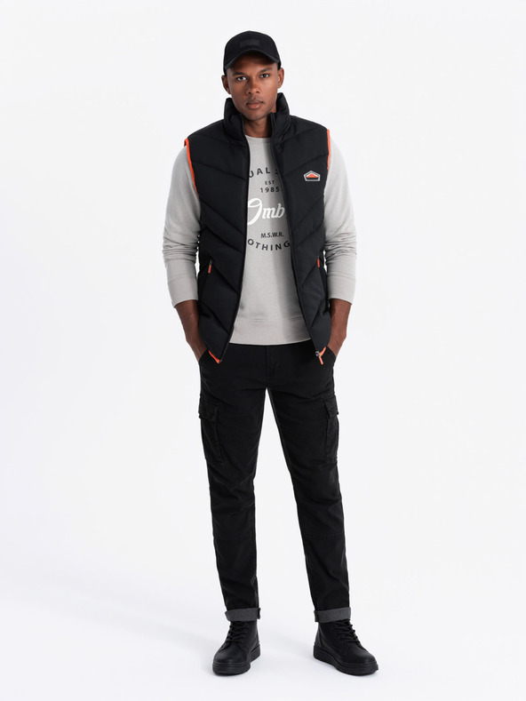 Ombre Clothing Pánska prešívaná vesta s neónovými akcentmi Ombre Oblečenie