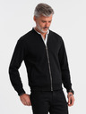 Ombre Clothing Pánska bavlnená elastická mikina bomber čierna Oblečenie Ombre