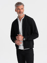 Ombre Clothing Pánska bavlnená elastická mikina bomber čierna Oblečenie Ombre