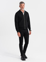 Ombre Clothing Pánska bavlnená elastická mikina bomber čierna Oblečenie Ombre