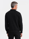 Ombre Clothing Pánska bavlnená elastická mikina bomber čierna Oblečenie Ombre