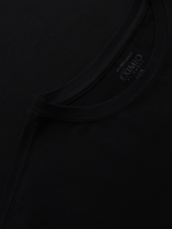 Ombre Clothing Pánske tričko SLIM FIT s dlhým rukávom a výstrihom do V s elastanom a potlačou čierna Ombre Oblečenie