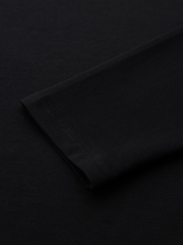 Ombre Clothing Pánske tričko SLIM FIT s dlhým rukávom a výstrihom do V s elastanom a potlačou čierna Ombre Oblečenie