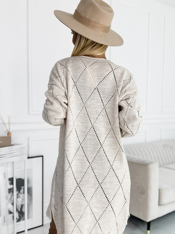 numoco Béžový dámsky dlhý sveter Numoco