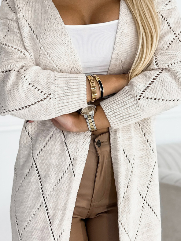 numoco Béžový dámsky dlhý sveter Numoco