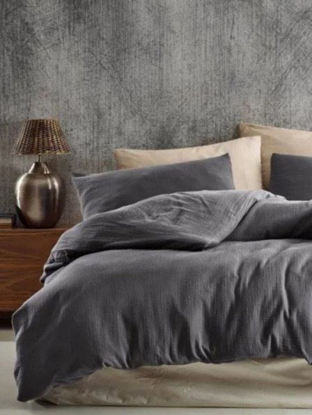 Kvalitex Francúzske mušelínové posteľné obliečky 200x200, 70x90cm tmavosivé Kvalitex