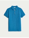 Marks & Spencer Texturovaná polokošeľa z čistej bavlny so zipsom (2-16 rokov) Marks & Spencer modrá
