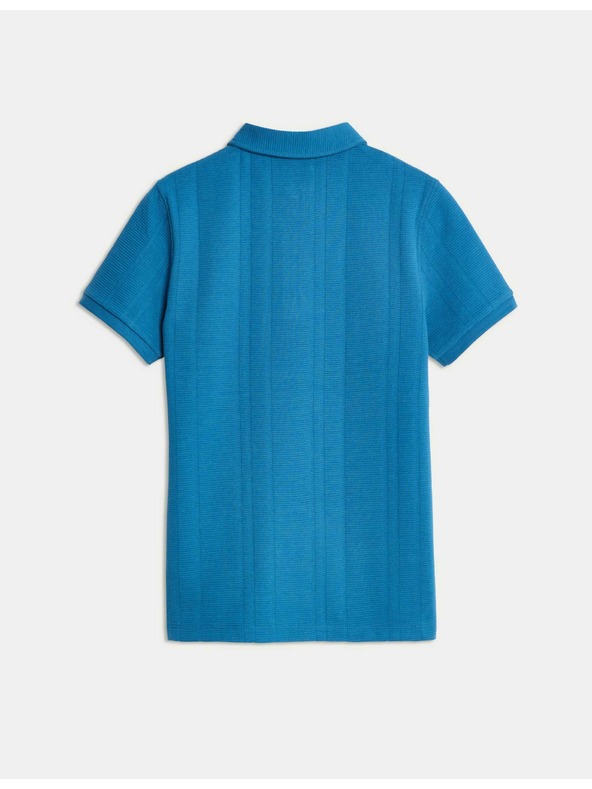 Marks & Spencer Texturovaná polokošeľa z čistej bavlny so zipsom (2-16 rokov) Marks & Spencer modrá