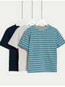 Marks & Spencer Pruhované tričká z čistej bavlny, 3 ks (2-8 rokov) Marks & Spencer zelená