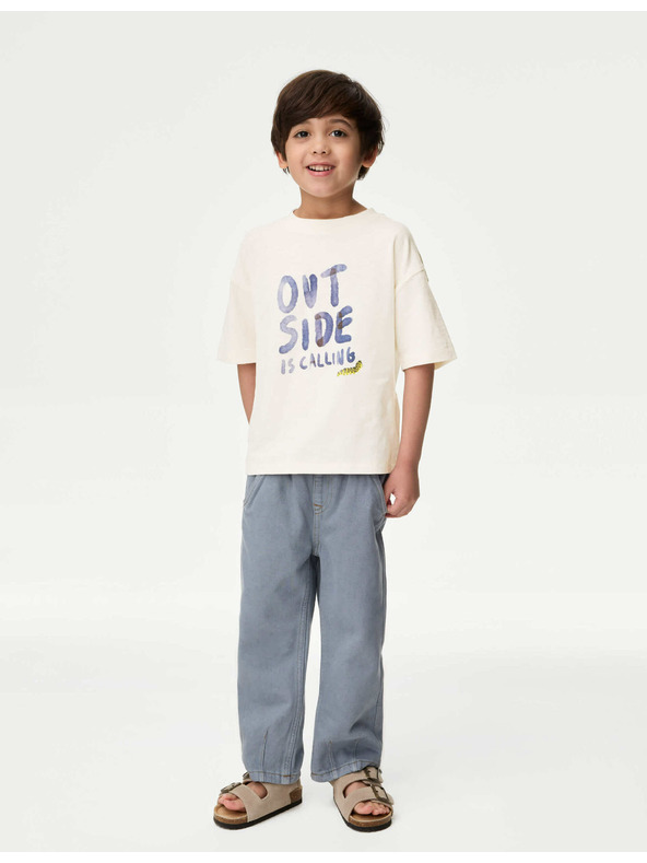 Marks & Spencer Tričko s nápisom "Outside", z čistej bavlny (1–8 rokov) Marks & Spencer biela