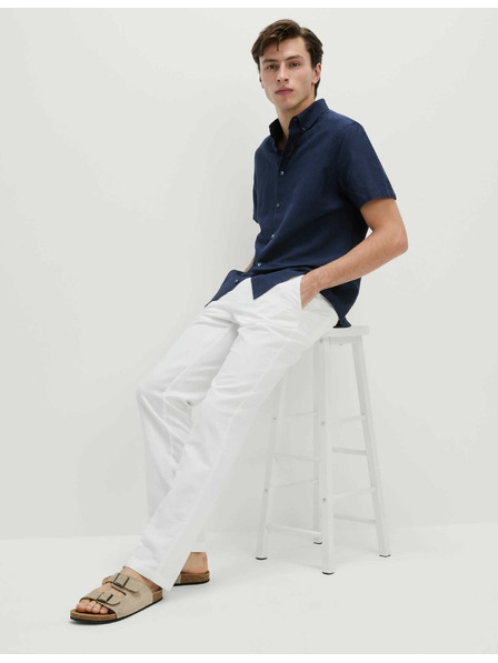 Marks & Spencer Chino nohavice zo zmesi ľanu, normálny strih Marks & Spencer biela