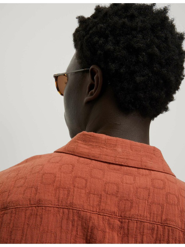 Marks & Spencer Textúrovaná košeľa z čistej bavlny v nežehlivej úprave Marks & Spencer oranžová