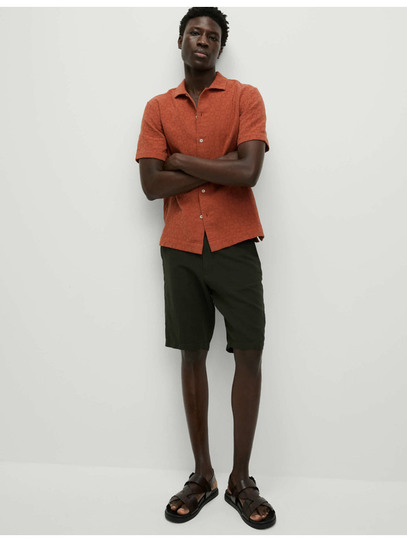 Marks & Spencer Textúrovaná košeľa z čistej bavlny v nežehlivej úprave Marks & Spencer oranžová