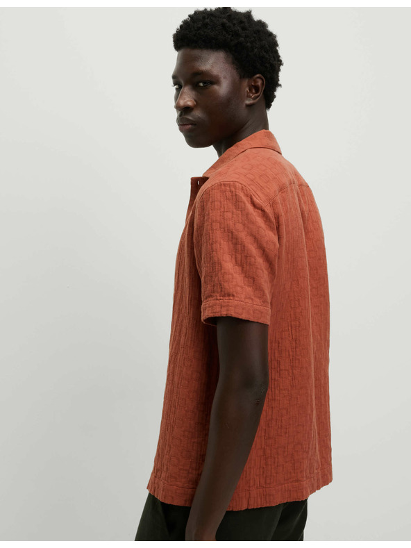 Marks & Spencer Textúrovaná košeľa z čistej bavlny v nežehlivej úprave Marks & Spencer oranžová