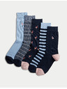 Marks & Spencer Ponožky Cool & Fresh™ s plameňákmi, s vysokým podielom bavlny, 5 párov v balení Marks & Spencer námorníska modrá