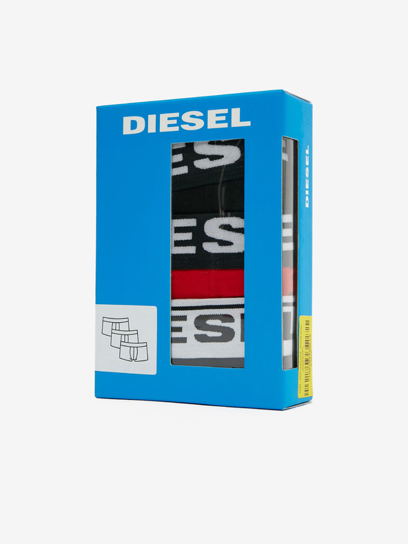 Diesel Sada troch pánských boxeriek v červenej a čiernej farbe Diesel