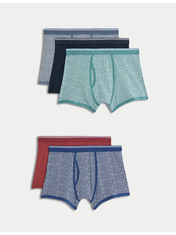 Marks & Spencer Vzorované trenírky s vysokým podielom bavlny a technológiou Cool & Fresh™, 5 ks Marks & Spencer viacfarebná