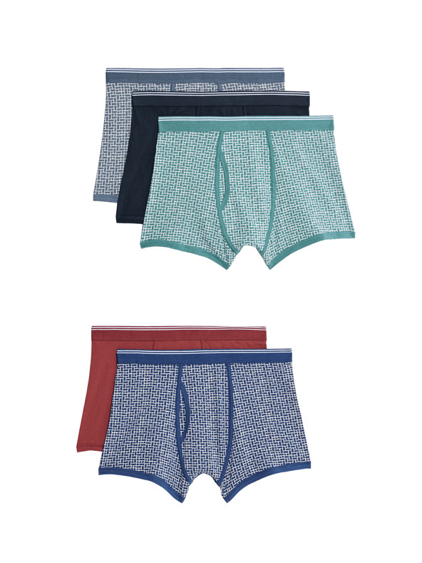 Marks & Spencer Vzorované trenírky s vysokým podielom bavlny a technológiou Cool & Fresh™, 5 ks Marks & Spencer viacfarebná