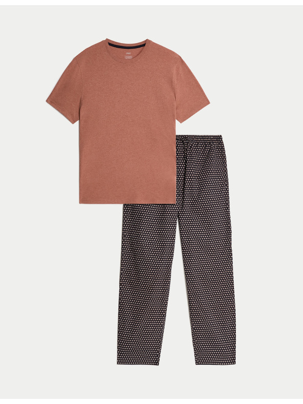 Marks & Spencer Pyžamová súprava z čistej bavlny s geometickou potlačou Marks & Spencer oranžová