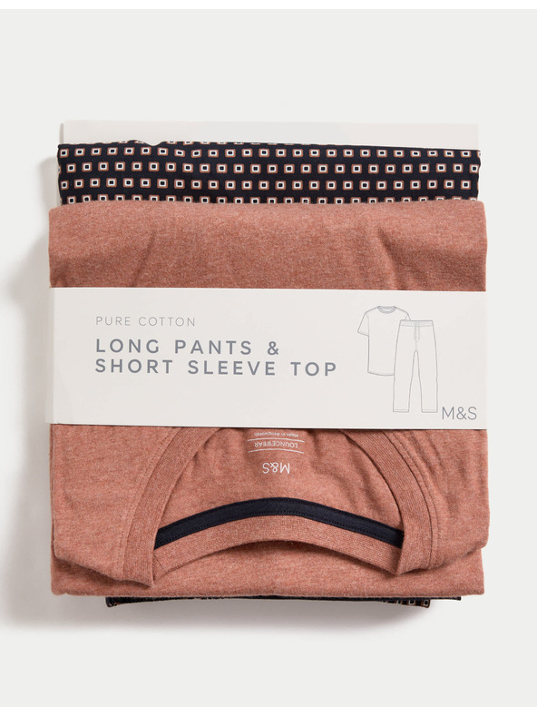 Marks & Spencer Pyžamová súprava z čistej bavlny s geometickou potlačou Marks & Spencer oranžová